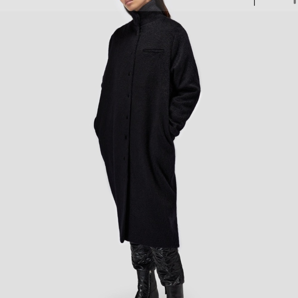 LUXTON Mohair Curve overcoat black